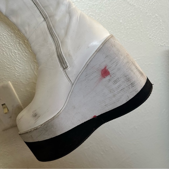 Unif All Leather Yum Boots White Sz 8 - Picture 4 of 4